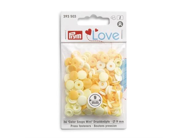 Prym Love Color Snaps Mini 9mm 36stk. Plast trykknapper, Ass. Gule 