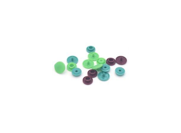 Prym Love Color Snaps 12,4mm 30stk. Plast trykknapper, Grønn/Brun blanding 