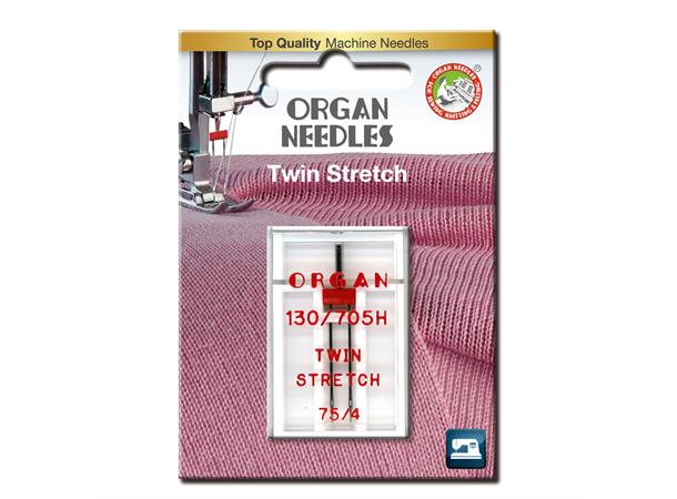 Organ Tvillingnål Stretch 4mm #75 1stk 130/705H  75 - 4 mm STRETCH 1stk.