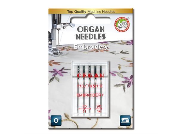 Organ Broderi nål #75-90 - 5 stk 130/705H 75/11 - 90/14
