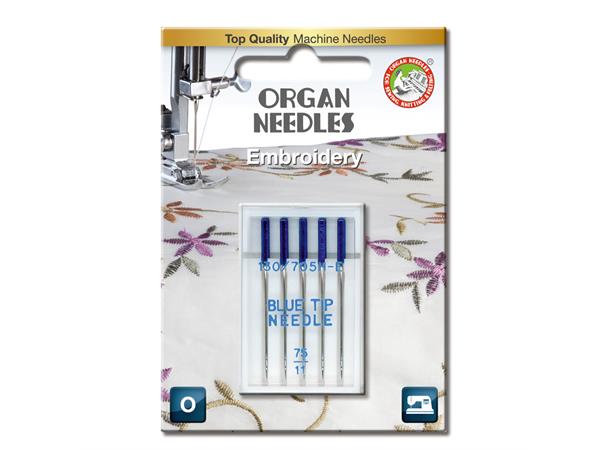 Organ Broderi - Blue Tip nål #75 - 5 stk 130/705H 75/11