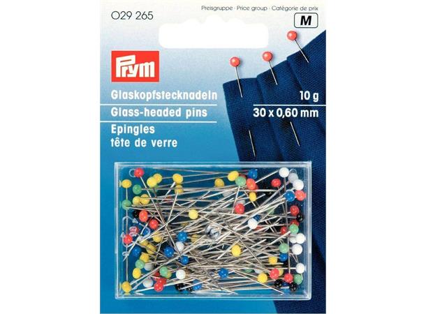 PRYM Knappenåler m/glasshode Str. 30 x 0,60 mm, 10gr i esken