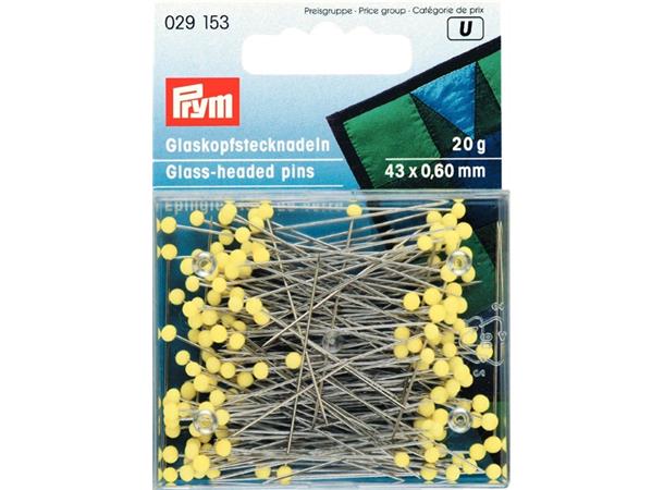 PRYM Knappenåler ekstra lang m/glasshode Str. 43 x 0,60 mm, 20gr i esken