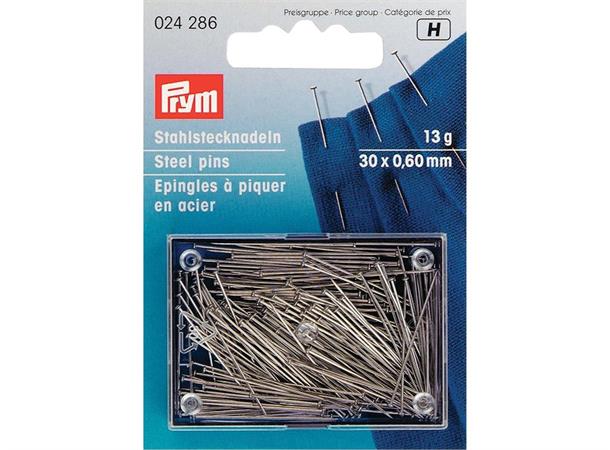 PRYM Knappenåler i stål Str. 30 x 0,60 mm, 13gr i esken