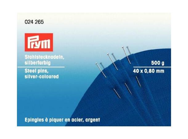 PRYM Knappnål Stål Sølv Storforbruker Str. 40 x 0,80 mm 500gr i esken