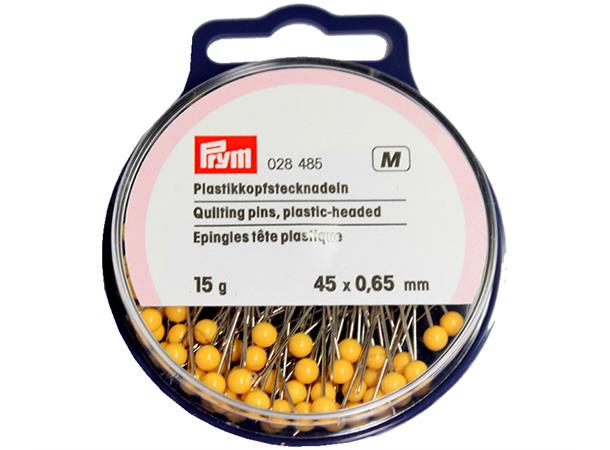 PRYM Knappenåler/Quiltenåler gule hoder Str. 45 x 0,65 mm, 15gr i esken